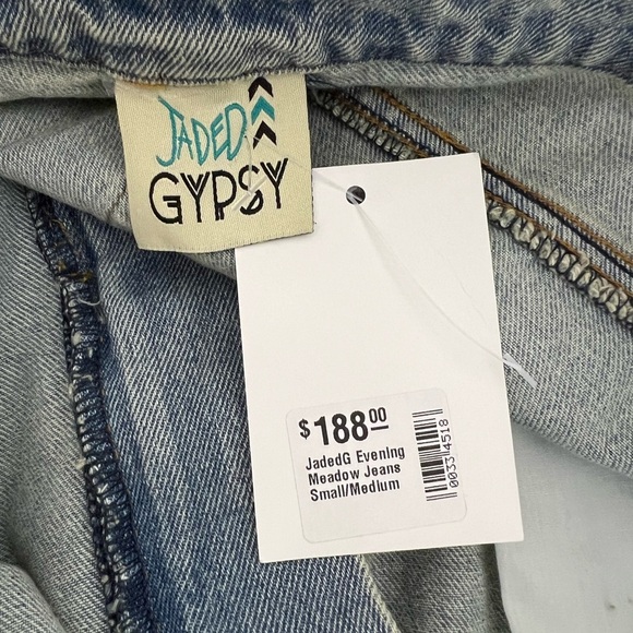 Jaded Gypsy Evening Meadow boho patchwork denim miner jeans size S/M - Picture 5 of 5